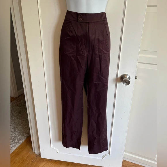 Club Monaco cotton/nylon casual pants burgundy size 10. Office wear light weught - Picture 1 of 10